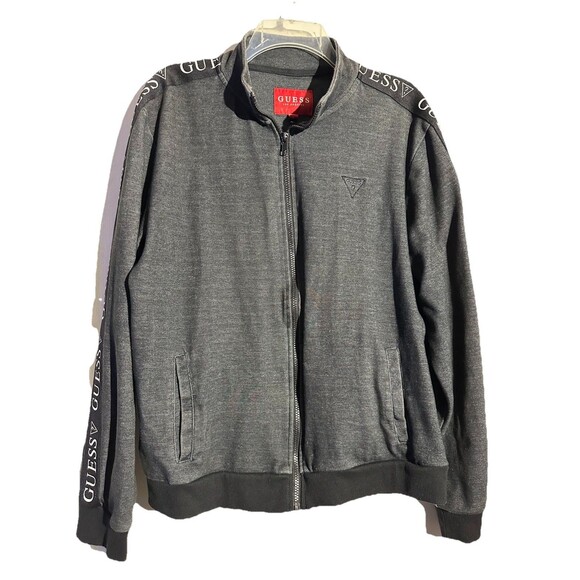Guess Gray Full Zip Bomber Jacket Size L - Picture 1 of 10